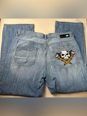 Vintage Ecko Unlimited Skull Baggy Fit Jeans Size 42